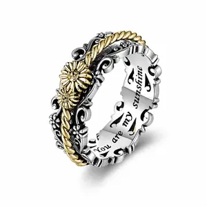 [FVTS]Anniversary Ring, Sunshine Ring, You Are My Sunshine Stainless Steel Ring, Commemorative Value Ring, Proposal Ring, Engagement Ring, Family, Girlfriend, Wife Ring, Gift Packaging Unisex Knot Silver Sterling