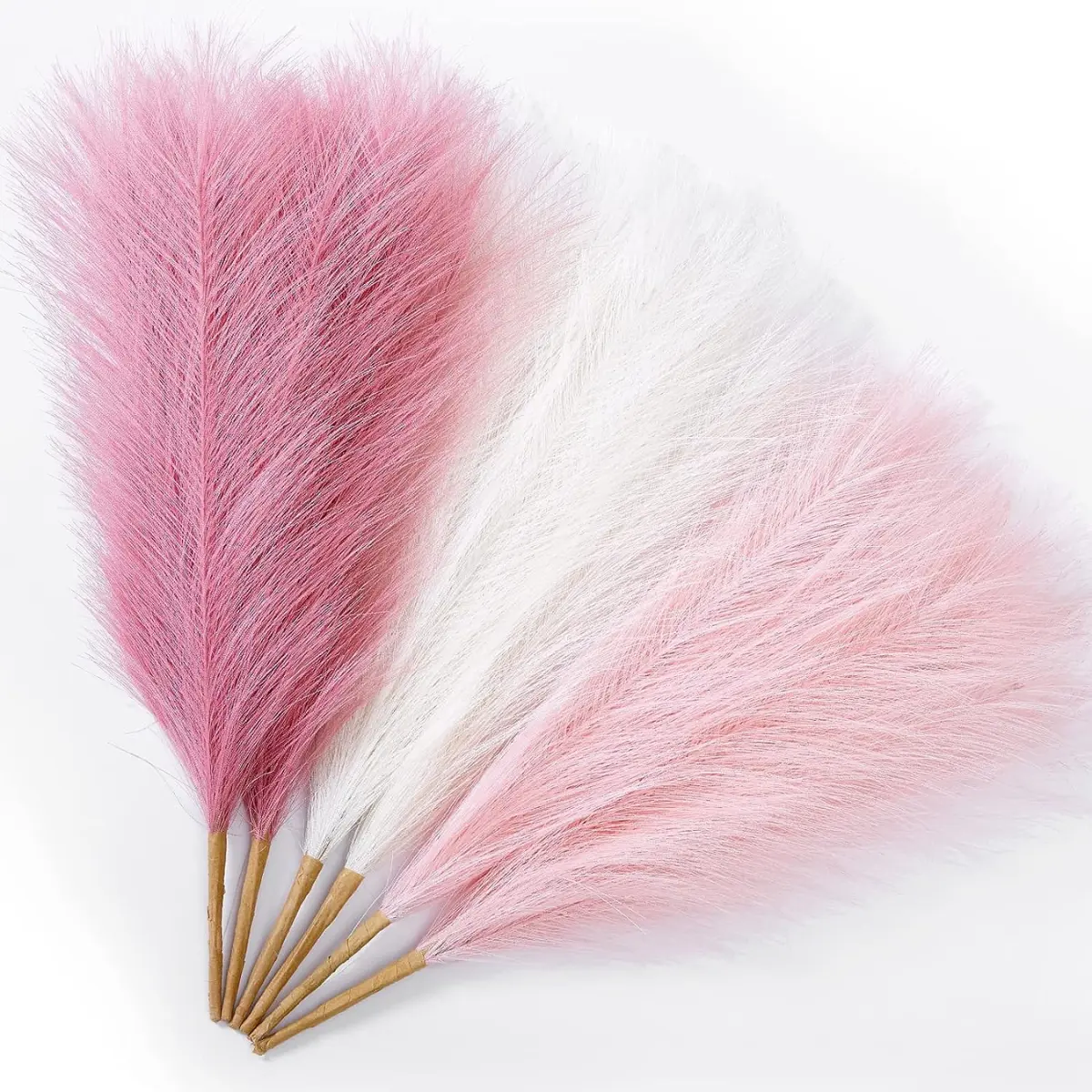 6 Pcs, Pampas Grass Pink Decor,Faux Pampas Grass Home Decor, Artificial Grass Blush Fake Pampas, Short Vase Room Decoration Decorative Fruit