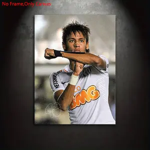 1 piece/set frameless canvas painting print poster, classic realism style art, Vintage wall art, Neymar celebration portrait, a perfect gift for football culture enthusiasts, for bedroom, living room, mural, wall decoration