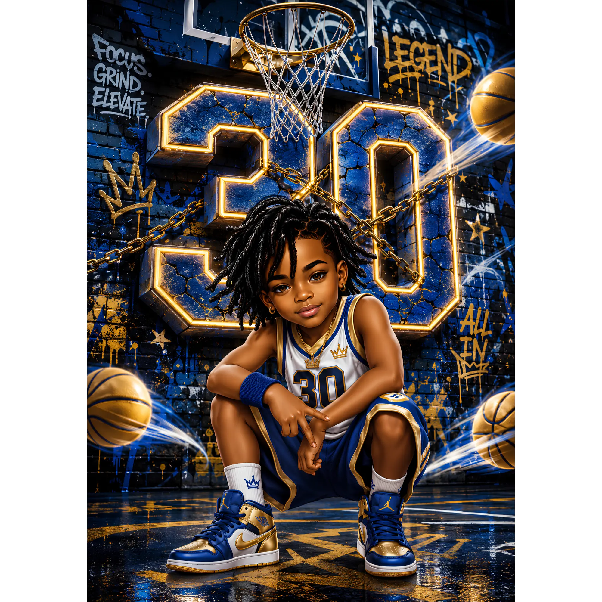 Crowned on the Court Digital Composition Notebook Covers