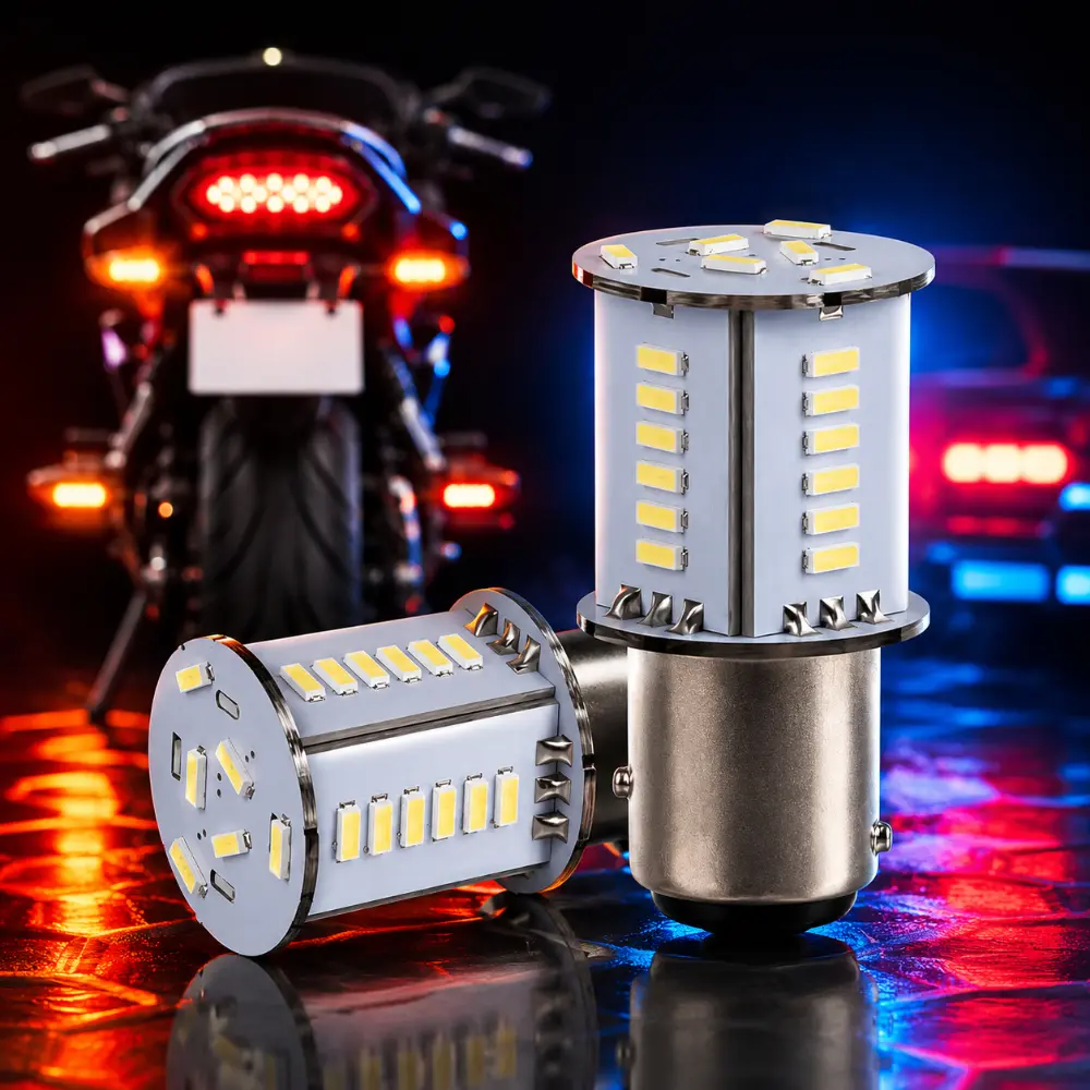 Yobis Motorcycle & Car LED Brake Light, Strobe Bulb, 1157 Running Water Flash + Brake Constant Flash Electric, Car Accessories, Vehicle LED Bulb, Turn Signal Light / Reverse Light / Parking Light