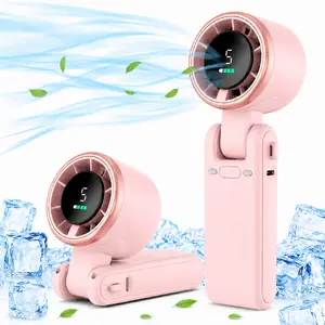 Portable Handheld Turbo Fan, 5-Speed Rechargeable Mini Fan with LED Display, 13550RPM, 5000mAh Battery, 3-in-1 Handheld Neck Desk Fan for Travel Beach Outdoor