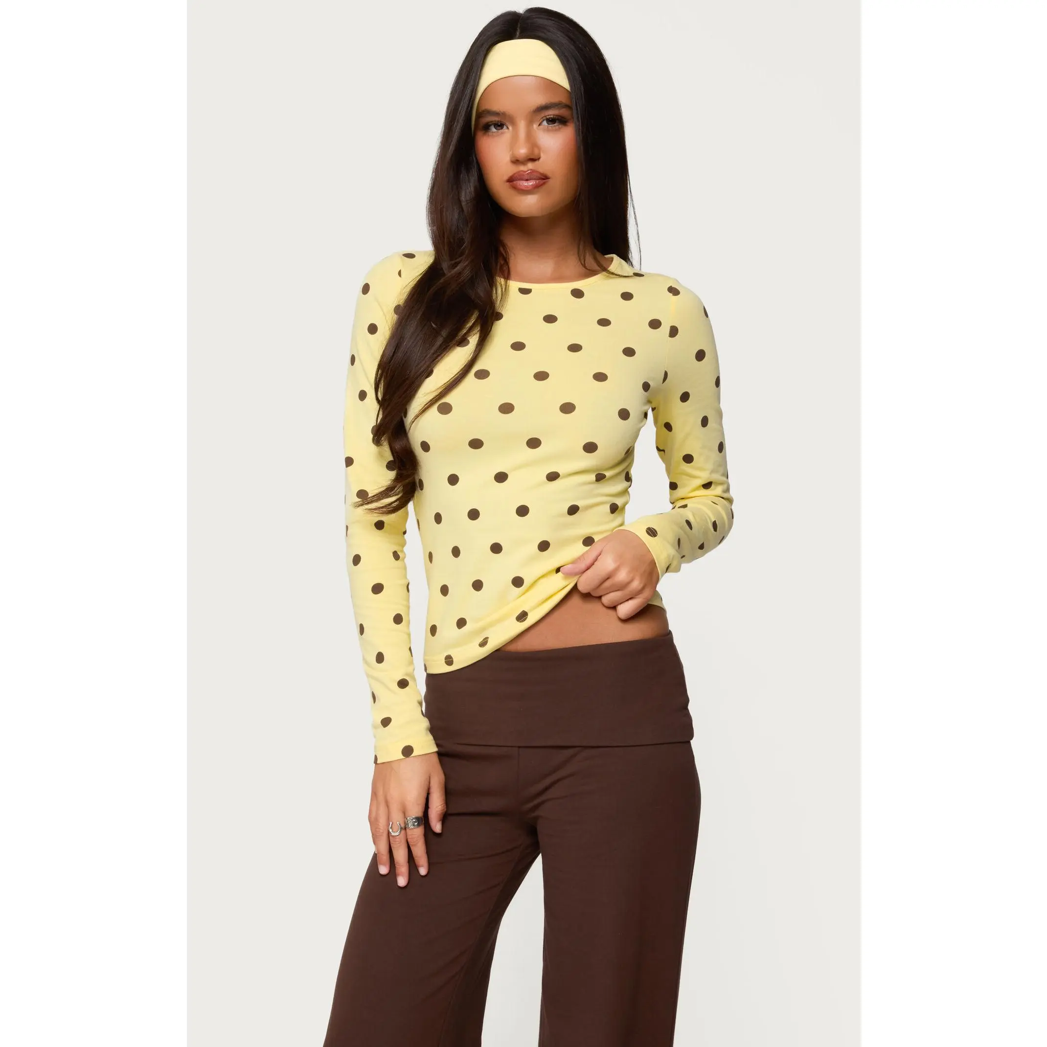 Edikted Women's Maricelle Polka Dot Long Sleeve T-Shirt