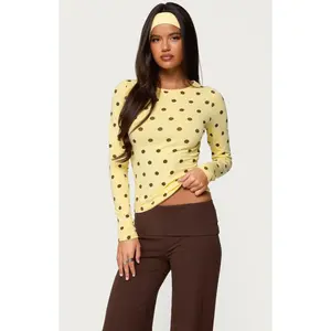 Edikted Women's Maricelle Polka Dot Long Sleeve T-Shirt