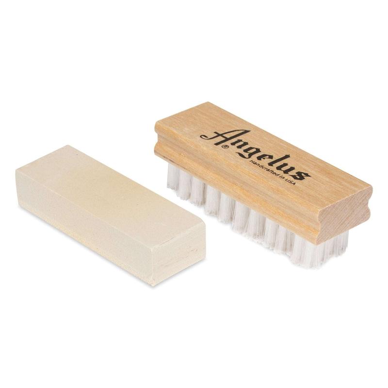Angelus Suede & Nubuck Cleaner Kit - 1 Cleaning Eraser Block and 1 Nylon Bristle Brush - Eliminates Stains, Removes Spots, Restores Nap - UGG Cleaner for Leather Suede Shoe, Handbags, Jackets, Boots, Furniture, Cleaner For Uggs