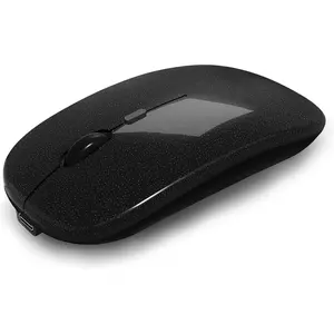 Wireless Bluetooth Mouse, Rechargeable, Dual Mode Bluetooth 5.2 & 2.4G USB, LED Lights, Slim, Silent, Portable Computer Mouse for Laptop, PC, MacBook, iPad, Tablet (Bright Black)