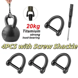 4PCS D-Ring Horseshoe Buckle - Durable D Shape Key Ring for Car keys, Horseshoe Clasp with Screw Shackle -(1/2inch)Black