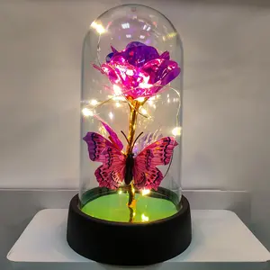 SAGAETR Forever Rose For Women Mom Wife Mothers Day Gift Ideas Galaxy Flower Light Up In Glass Dome  Eternal Roses Birthday Butterfly Gifts