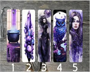 Witchy Themed Purple Metal Bookmarks - Durable Metal Book Accessories for Book Lovers