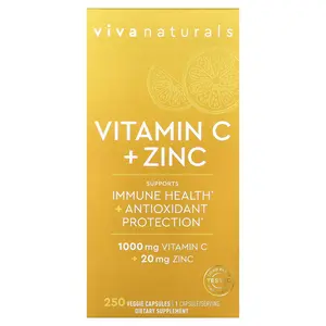 Viva Naturals Vitamin C + Zinc, 250 Veggie Capsules