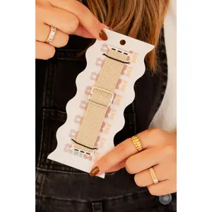 Cream Thick Weaved Adjustable Elastic Watch Band