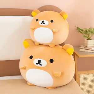 20-60cm Rilakkuma Fluffy Plush Toy Cute Cartoon Round Stuffed Bear Soft Cuddly Throw Pillow Home Bedroom Decoration Gift Women