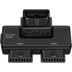 Car OBDII Splitter with Rotatable Male Port,  Pin Male Splitter to  Female Vehicle Extension Adapter, OBD Auto Diagnostic Port Extender Converter, Universal for SUV RV Truck