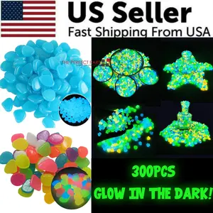 300PCS Glow in the Dark Pebbles Garden Glowing Rocks Fish Tank Luminous Stones