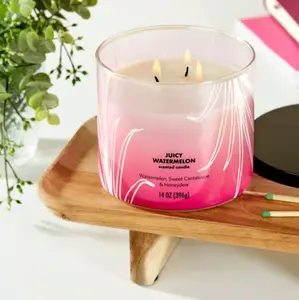 Ombre Wrap 3-Wick Juicy Watermelon Candle 14-Ounce - Decorative Candle for Home Decor - Ornaments