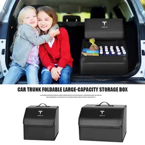 Tesla Car Trunk Storage Box, Foldable Large Capacity Organizer, Durable Easy Clean, Fits Model 3, Model Y, Model S, Model X, Cybertruck