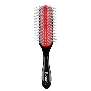 Koeuoi Classic 9-Row Black Hairbrush for Wet or Dry Curly Hair, Detangling, Separating, Shaping Brush