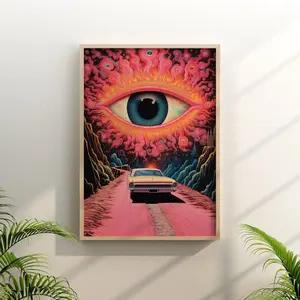 Retro Surreal Art, Mushroom Art, Psychedelic Poster, Vintage Wall Print, Trippy Wall Art UNFRAMED