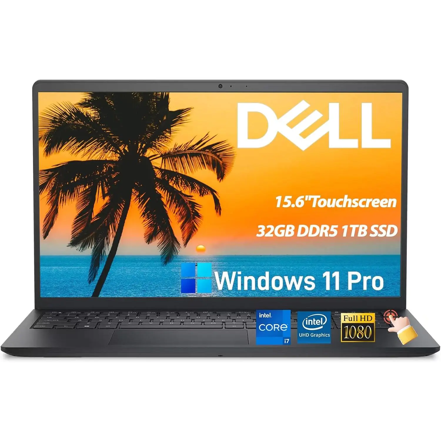 Dell DC15250 Touchscreen Laptop, Intel 10-Core i7-1355U, 32GB DDR5, 1TB SSD | 15.6" FHD Touchscreen, Wi-Fi 6, Numeric Keypad, Type-C, Copilot Key, Windows 11 Pro Laptop for Business & Study