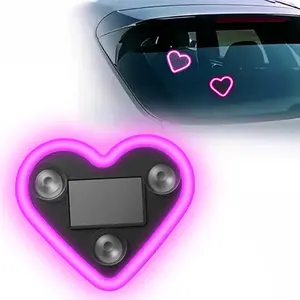Romantic Heart Car Light Solar LED Neon Couples Valentine's Day Gift with Switchable Modes for Car Decor