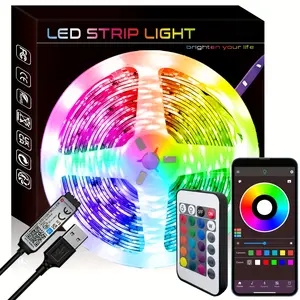 K-32.81ft Smart LED Bar Lamp, RGB LED Light, USB Port, Dimmable, Color Changing Sync with App Music, Timing Function, Install 3A Battery for Extended Use Time, for Room, Bedroom, Game Room, Home Decoration, holiday Party Decoration Ambience Light.-43