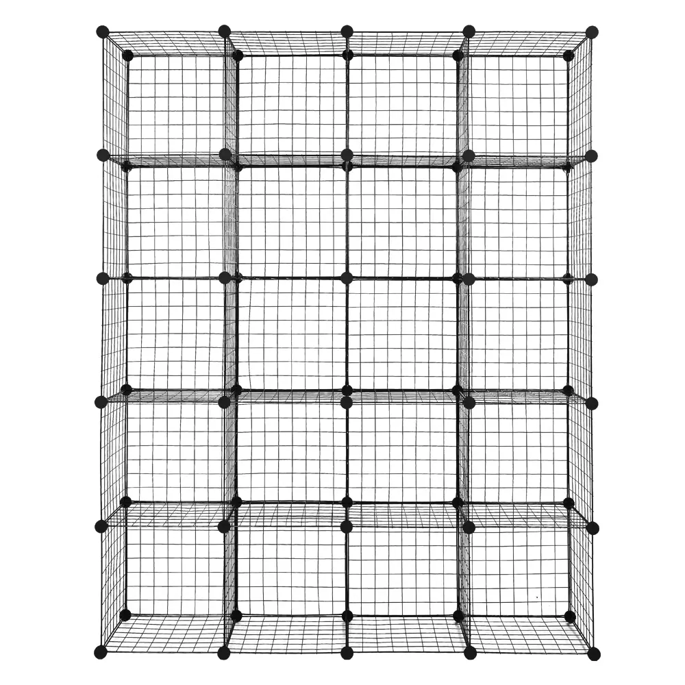 Karl Home 20-Cube Wire Storage Organizer - Metal Grid Modular Cubbies, Multifunctional Origami Shelves, Bookcase Racks