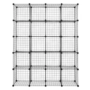 Karl Home 20-Cube Wire Storage Organizer – Metal Grid Modular Cubbies, Multifunction Origami Shelves & Bookcase