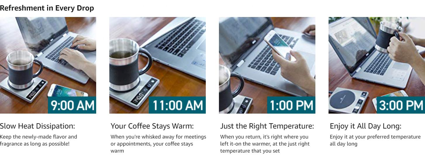 COSORI Coffee Mug Warmer & Mug Set, 17 oz Beverage Cup Warmer for Home & Office, Touch Tech & LCD Display, 304 Stainless Steel, Ideal Coffee Gift