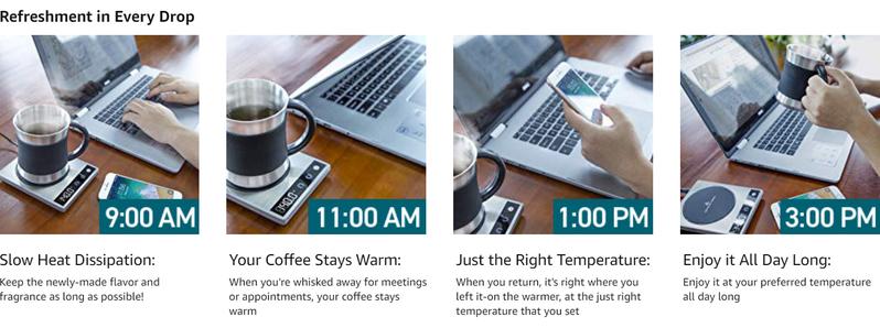 COSORI Coffee Mug Warmer & Mug Set, 17 oz Beverage Cup Warmer for Home & Office, Touch Tech & LCD Display, 304 Stainless Steel, Ideal Coffee Gift