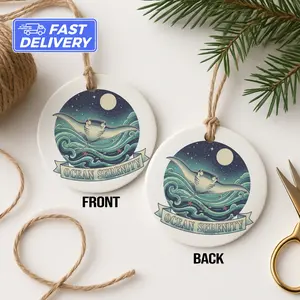 Manta Ray Ornament, Ocean Serenity Gift, Sea Life Holiday Decor, Undersea Christmas Decoration, Coastal Home Gift, Nautical Ornament