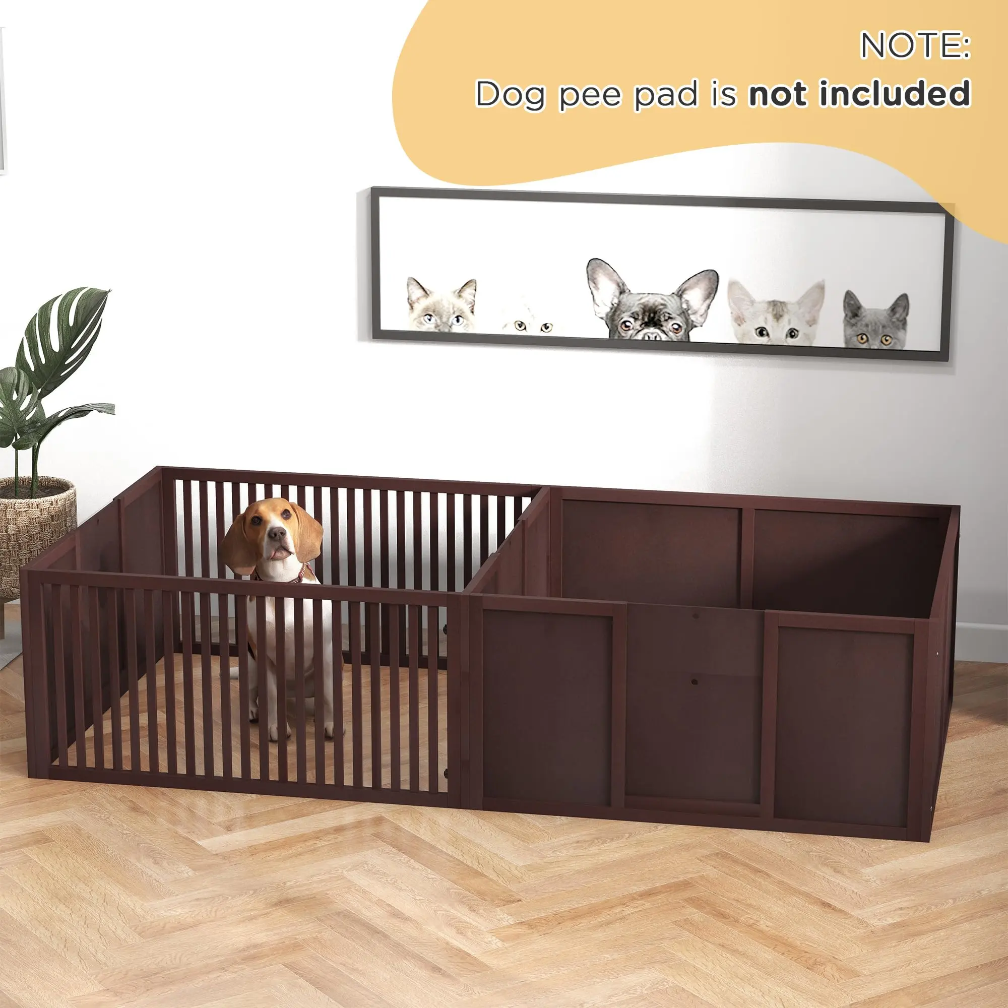 Plastic Dog Whelping Box (81"x39"x20") - Indoor Pet Birth Kit with Removable Doors, Waterproof Pee Pad, Easy-to-Clean, Durable Exercise Puppy Playpen