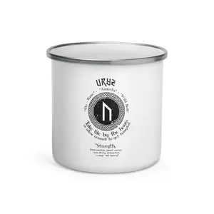 ENAMEL MUG VIKING STRENGTH RUNE- GRAB LIFE BY THE HORNS