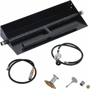 Drop-in Fire Pit Burner Kit - 18x6 Inch Rectangular Fire Pit Burner, Spark Ignition Kit, Propane & Natural Gas Compatible, Indoor Outdoor Use, H-Burner Design.