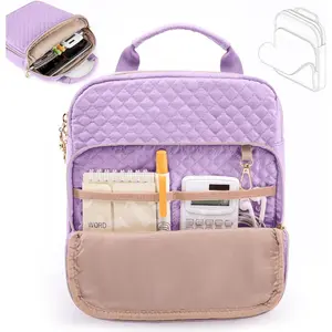 Zippered Quilted Book Sleeve Pouch Carrier, Multi-Pocket Book Protector Case for Hardcover AA Books, Book Accessories, Bible Bags for Bible Study Supplies for Book Lovers