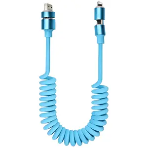 Four-in-one spring data cable super fast charging 240W suitable for Apple Type-C car PD charging cable 1.5m