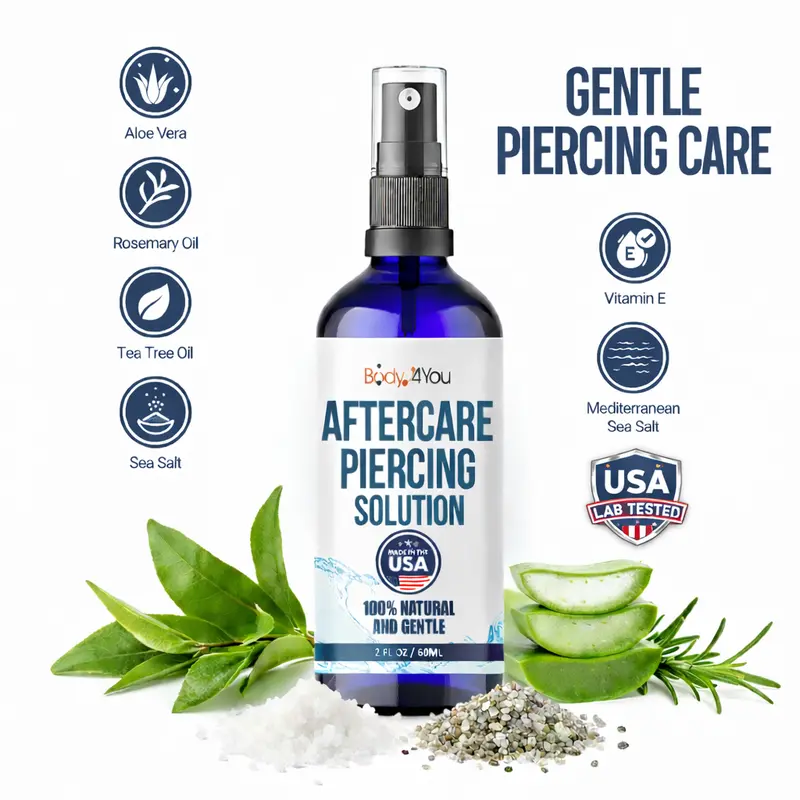 BodyJ4You Piercing Aftercare Spray 2 oz - Sea Salt Saline Mist for New Ear, Nose and Body Piercings - 1, 2 or 3 Pack
