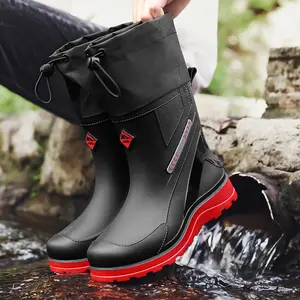 Heavy-Duty Men’s Long Rain Boots for Work & Fishing | Waterproof Rubber Wellies, Anti-Slip Traction, Wear-Resistant, Shock-Absorbing Insole, Outdoor Garden Farm, Muddy Trail Hiking, All-Weather Rain Snow ,Enhance Comfort