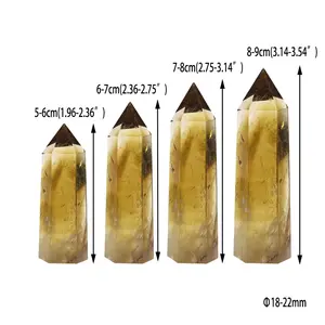 Natural Brazilian Citrine Point Crystal Tower Polished Hexagonal Wand 0.71-0.87 Inch Diameter 1.97-3.54 Inch Height Yellow Energy Healing Stone for Home Decor Anti-oxidation Fade-resistant Long-lasting Hand-polished Craft,Mother's Day Gift, Multi-Size tik