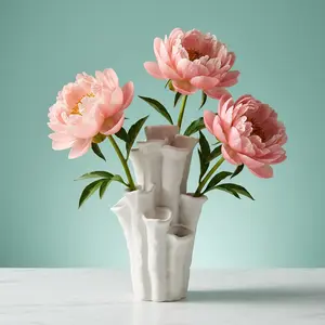 Modern White Coral Vase | Organic Flower Bud Vase for Home Decor