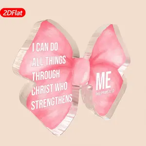 2D Acrylic Plaque with Bow, Inspirational Bible Verse Decor for Home, Perfect for Rustic Living Room & Bedroom Style