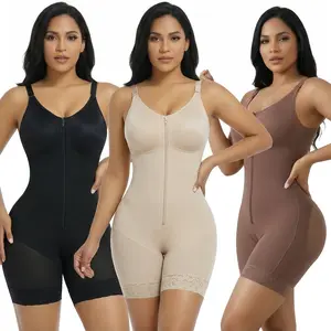 Women's Colombian Fajas Bodysuit, Compression Shapewear with Tummy Control, Butt Lifter, Zipper Crotch & Detachable Shoulder Straps