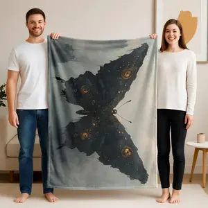 1 piece Futuristic mechanical butterfly hovering in the clouds_7682 themed flannel blanket - Super soft and warm flannel blanket, suitable for beds, sofas and camping, modern design, digitally printed pattern, all-season use, 100% polyester
