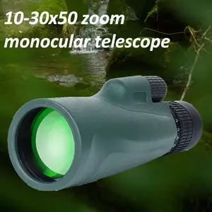 High Magnification 10-30x50 Zoom Monocular Telescope, 50mm Wide View, Durable Rubber Material, Manual Adjustable, Bird Watching, Hiking, Sports Events