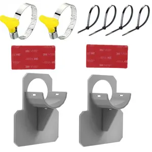 2 Sets Swimming Pool Pipe Holders Plastic Above Ground Swimming Pool Hose Support Brackets with Tape and Cable Tie Stainless Steel Hose Clamps for Preventing Pipes Sagging Accessory (Gray)