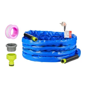 VEVOR 25ft Heated Water Hose for RV, Heated Drinking Water Hose with Corrugated Cover Antifreeze to -45F, Automatic Self-regulating, 5/8 I. D. with 3/4 GHT Adapter, Lead and BPA Free