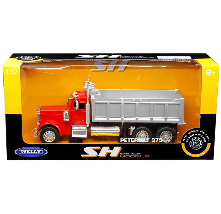 Welly 1:32 Peterbilt 379 Dump Truck – Red Diecast Model Car