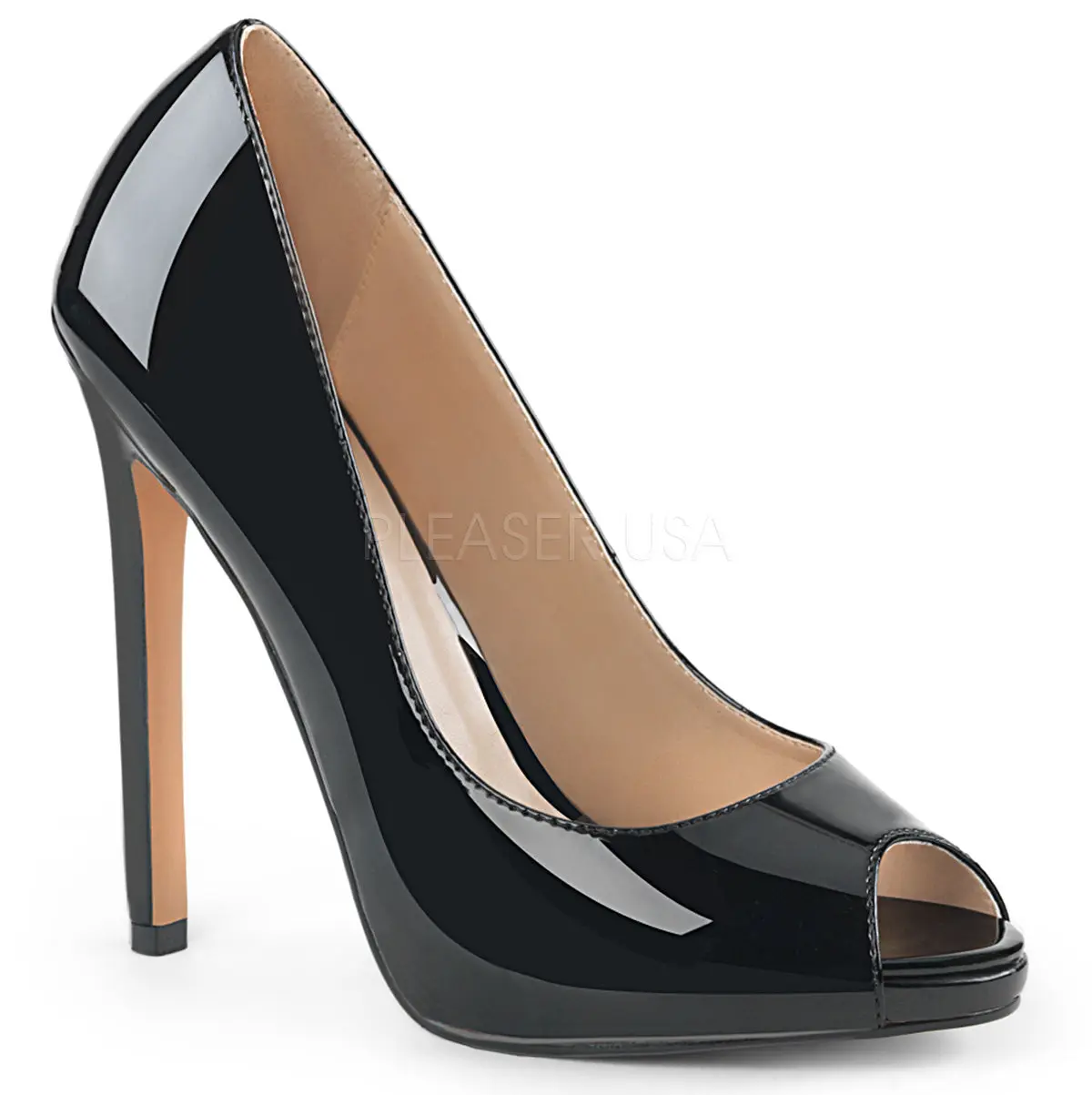 Women's 5-Inch Heel Stiletto Platform Sandals - Black Patent Leather Footwear