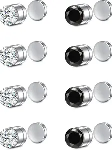 8pcs Rhinestone Decor Nose Studs, Nose Ring Jewelry, Fashion Faux Piercing Jewelry for Party, Daily Clothing Decor, Trendy All-match & Exquisite Jewelry for Birthday Gift