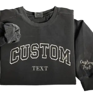 Custom Embroidered Comfort Colors Sweatshirt, Custom Sleeve Text Sweatshirt, Custom Shirt, Mama Kids Name Sweatshirt, College Letters Shirt