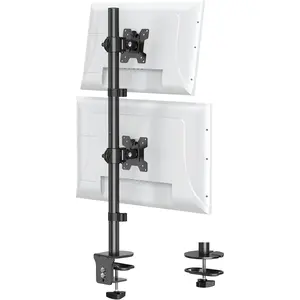 Vertical Dual Monitor Stand, Stacked Monitor Mount for 2 Monitors Up to 32 inches, Computer Monitor Arm with Swivel, Tilt, Height Adjustable, Each Monitor Desk Mount Holds up to 17.6 lbs